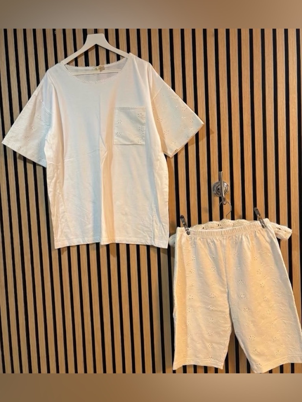 VTG 90s Victoria’s Secret Gold Label Eyelet Cotton Biker Short Set White Medium